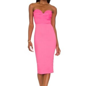 Sophia Strapless Midi Dress in Pink